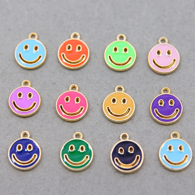 10pcs 12*15mm Round Number Smiley Face Heart Shaped LUCK Enamel Mini Charm Suitable for DIY Necklace Bracelet Jewelry Accessori - купить по