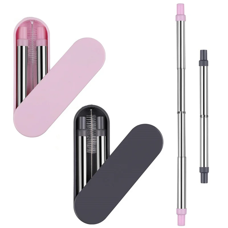 Многоразовые трубочки телескопические металлические дорожные соломинки из