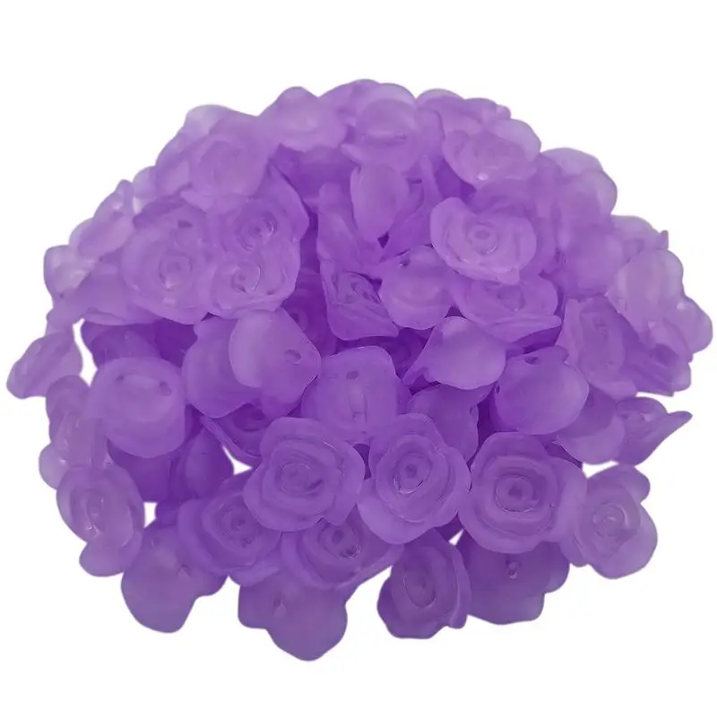 

15mm 50PCS Candy Color Transparent Frosting bead Rose Flower Pendant DIY Jewelry Accessories Hand Craft New Wholesale Hot Sale