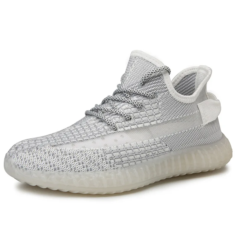 Men's handmade breathable flying woven running striped lace soft bottom sneakers trend wild fashion casual flat shoes