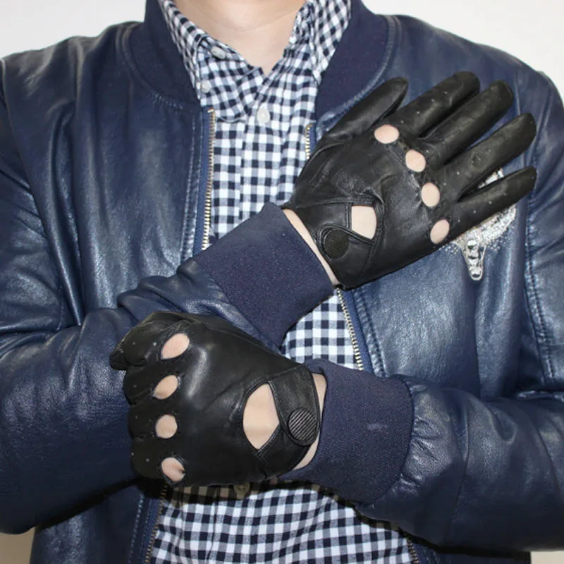 

Full Finger Driver Leather Gloves Men's Sheepskin Spring and Autumn Thin Unlined Outdoor Motorcycle Riding Driving