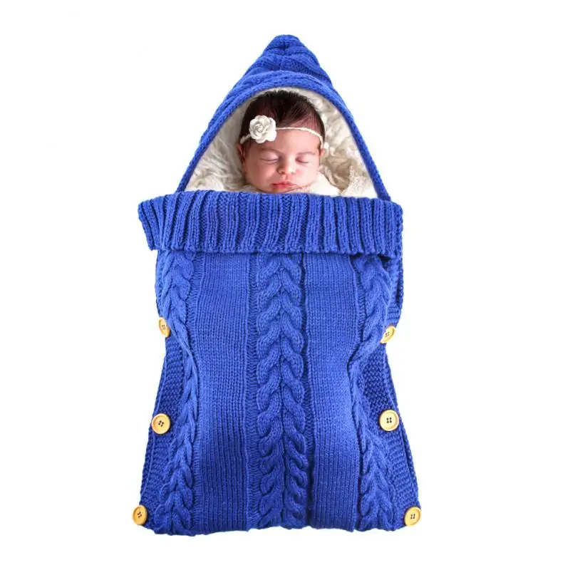 Newborn Warm Sleeping Bag Baby Boy Girl Knit Crochet Swaddle Wrap Swaddling Blanket Kids Bedding Winter Dropshipping | Мать и ребенок