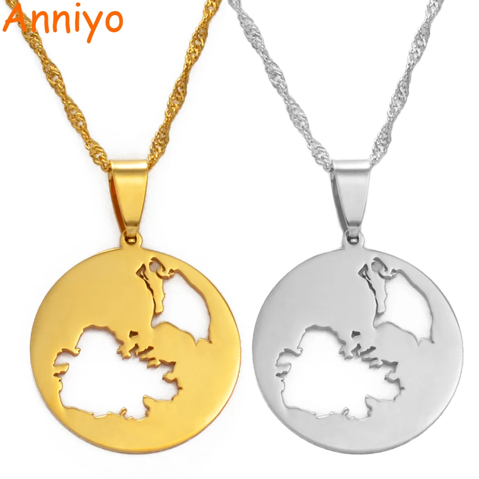 Ожерелье и кулон Anniyo Антигуа Барбуда для женщин девушек серебряный цвет/Золотой