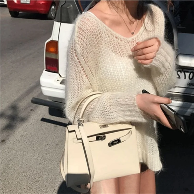 2020 early spring new outerwear blouse soft thin chicken heart collar wild loose lazy wind pullover women. | Женская одежда