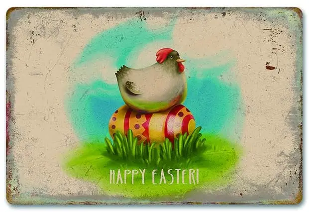 

Забавное искусство CAI Bai Hui, металлическое Ретро жестяное украшение, знак на Пасху! Подходит для магазинов курятника, клубов и т. д.