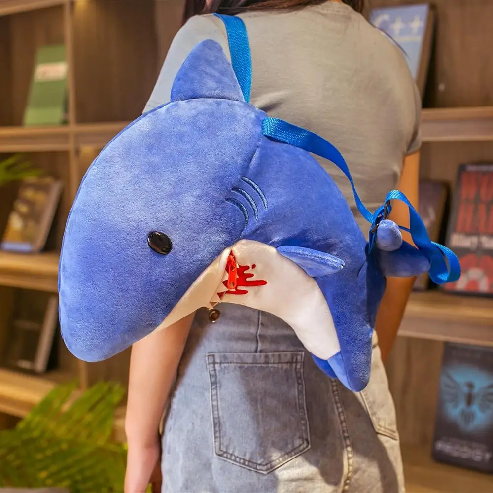 

Lovely Cartoon Shark Plush Toy Backpack Stuffed Marine Animal Fish Plush Toys Schoolbag Toy for Children Christmas Gift