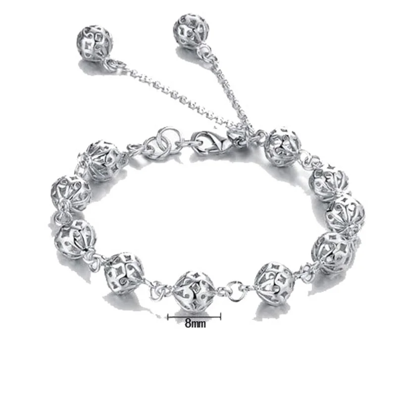 Женский браслет из серебра 925 пробы с бусинами | Украшения и аксессуары