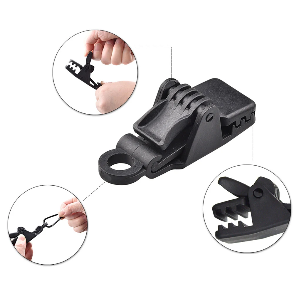 

Camping Tent Clips Awning Clamp Clip Snap Buckle Windproof Rope Clamp Outdoor Camping Tools Lightweight Tent Accessories