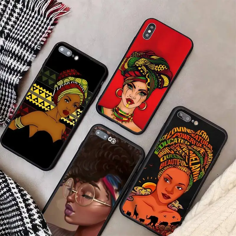 

Colorful Art African Girl Phone Case for Samsung LITE A750 A8 PLUS A40 A50 A50S A30S A70 A10S A20S A51 A52 A72 cover