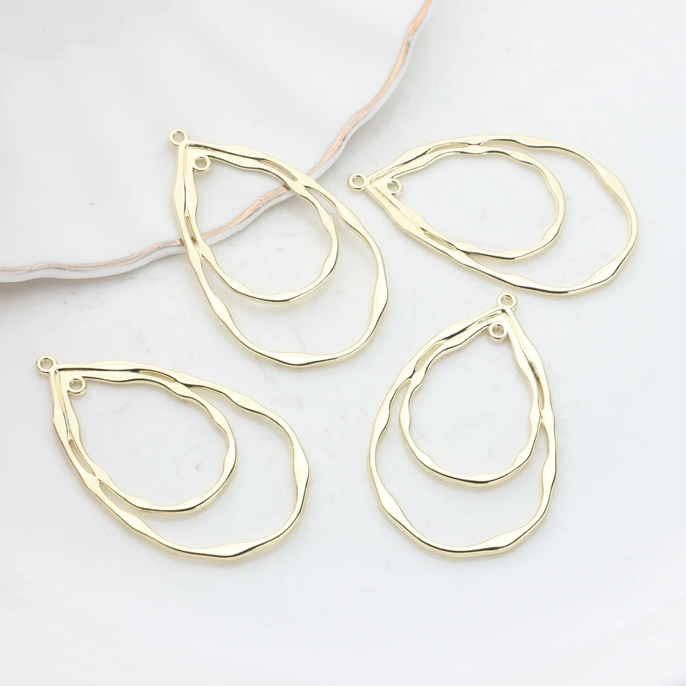 

6pcs/lot 48*28mm Zinc Alloy Gold Multideck Hollow Water Drop Charms Linker Connector For DIY Jewelry Earrings Accessories