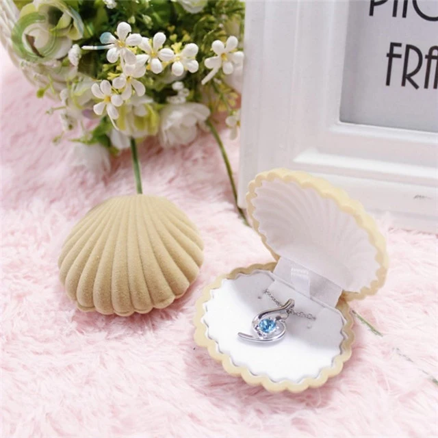 Бархатная подарочная коробка в виде милых ракушек подвеска для колец ювелирных