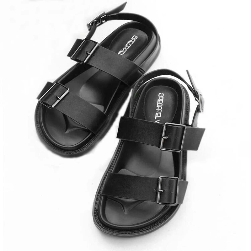 Женские босоножки на плоской подошве с открытым носком в Корейском