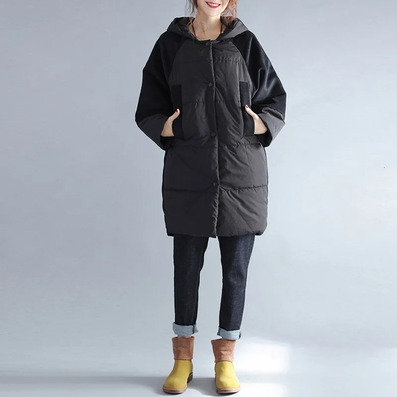 Парка женская свободного кроя с капюшоном на хлопковом наполнителе|Женские