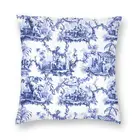 Сине-белая наволочка для подушки Delft из китайской ткани 40x40, домашний декор, наволочка для подушки с принтом для гостиной, двусторонняя