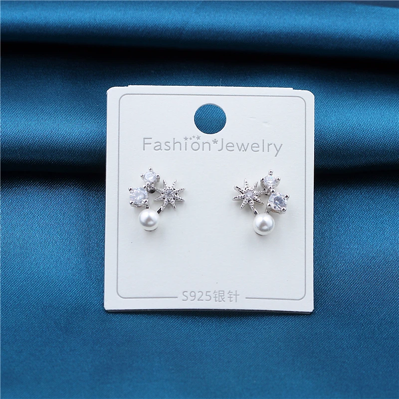 

S925 серьги из чистого серебра изысканные модные циркониевые женские серьги для девушек серебряные серьги