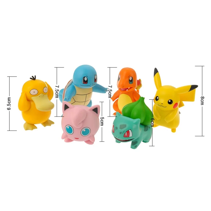 

6 Pcs/Set Pokemon Toys Charmander Cleffa Pikachu Bulbasaur Squirtle Psyduck Pocket Monster Model Action Figure Toy For Boys Gift