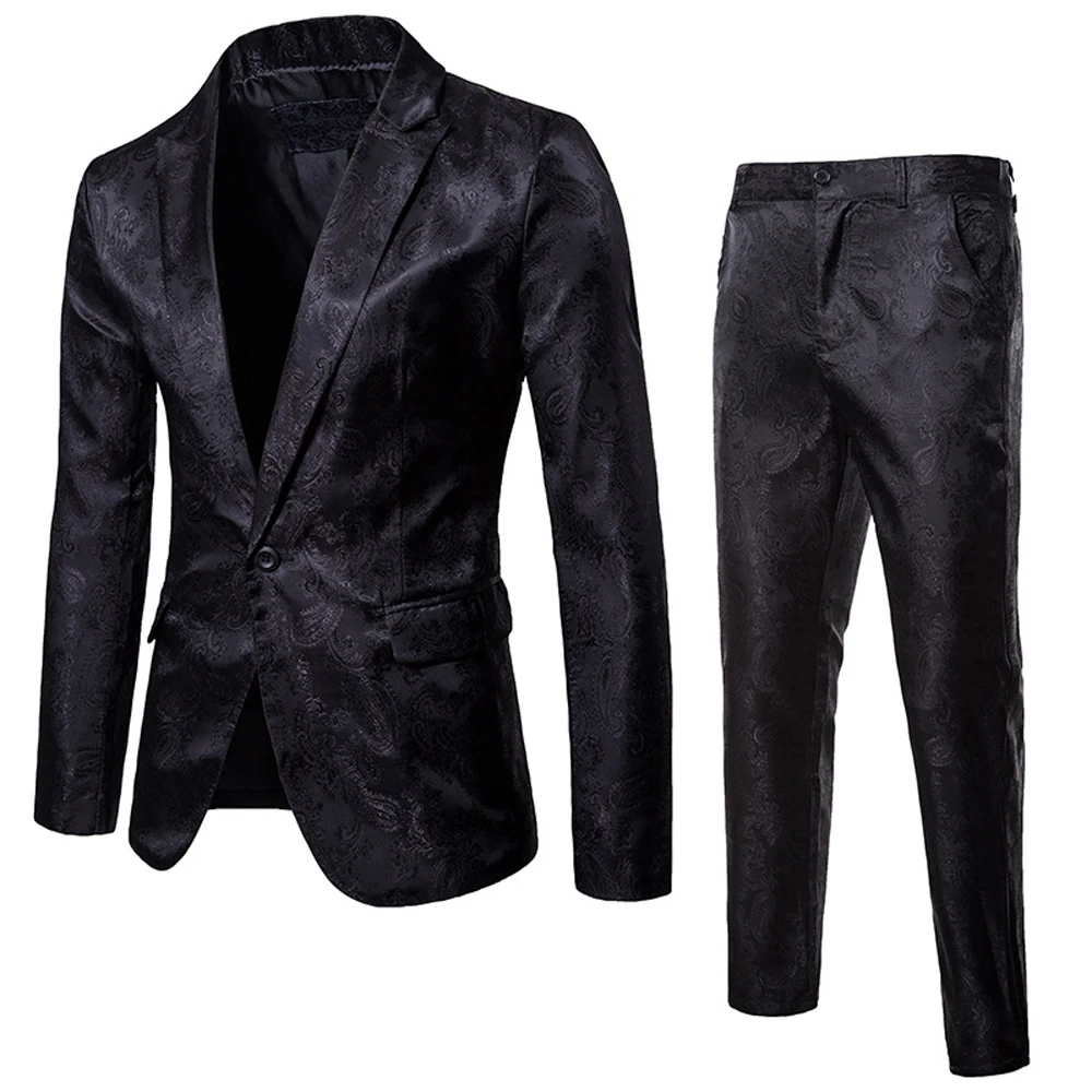 2 шт. Мужской Блейзер костюм Slim Fit смокинг+ Брюки Формальные вечерние свадебные жених Новинка
