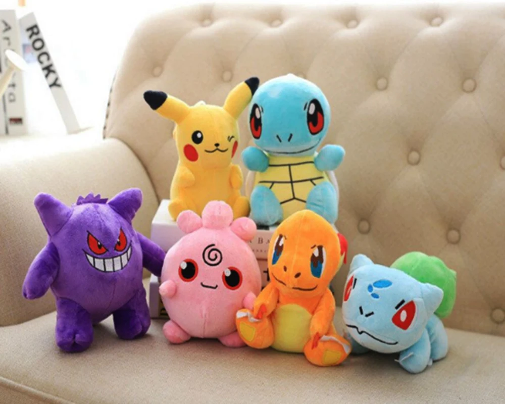 9 видов стилей Charmander Pikachu Eevee Snorlax Squirtle Mudkip Bulbasaur плюшевые игрушки милые мягкие игрушки Кукла День рождения Рождество
