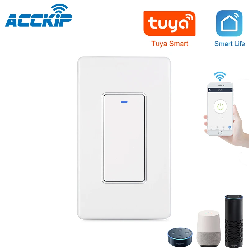 ACCKIP Tuya Smart WiFi настенный светильник переключатель из закаленного стекла сенсорный