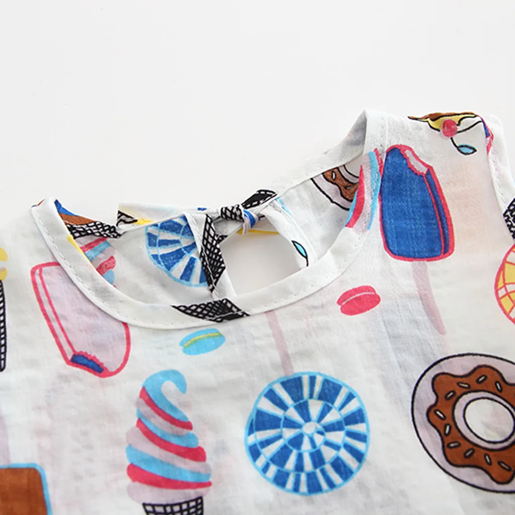 Small fresh fashion hot sale dress toddler baby child girl sleeveless ice cream cake print nice платье для девочки 50* |