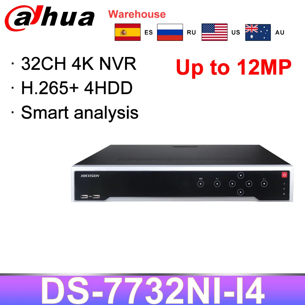 

Hikvision 4K NVR 32CH 12MP NVR DS-7732NI-I4 H265+ 4 HDD Fisheye people counting plate recognition Smart CCTV surveillance system