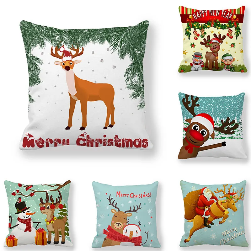 

Рождественские украшения на новый год 2021, рождественские украшения для дома, наволочка в стиле снеговика, лося для дивана, автомобиля, 45x45 см