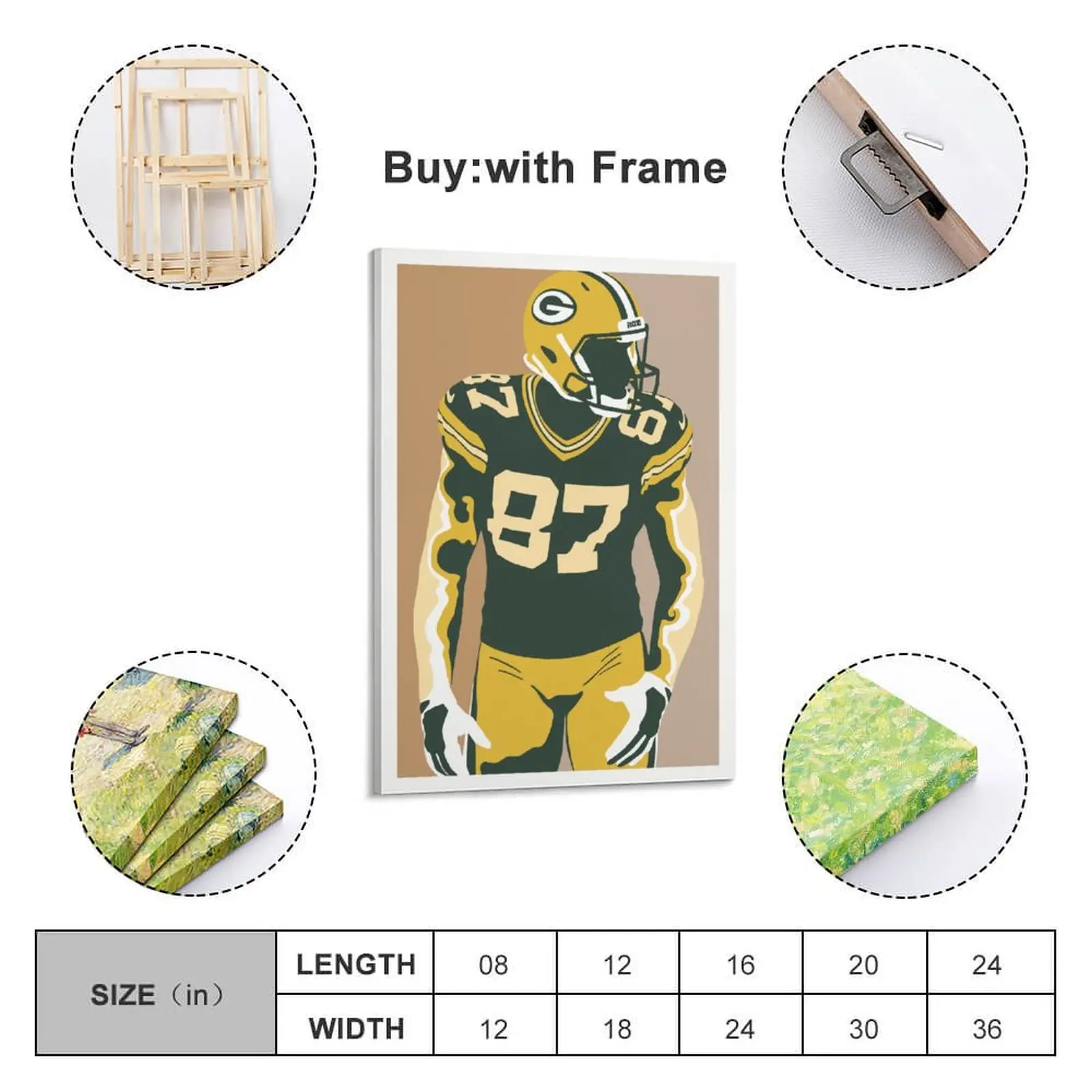 

Decor 87 Jordy Nelson Print Painting Canvas Hang A Picture for Living Room Wall Room Posters With Frame Modern Home