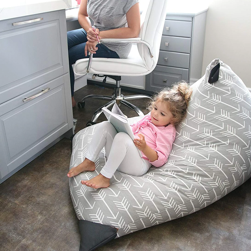 Striped bean chair plush toy storage bag home stool diamond with handle canvas clothes | Дом и сад