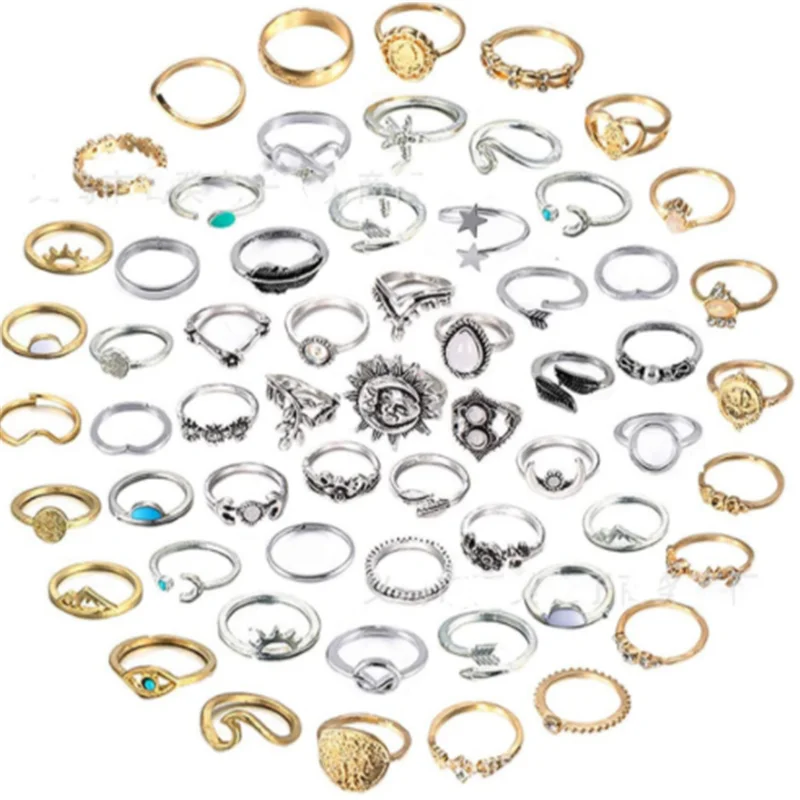 

Set of 15/47/59/60/62/4/66 Vintage Goth Punk Rings Set for Men Girls Women, Stackable Midi Rings Minimalistic |Boho Chic Jewelry