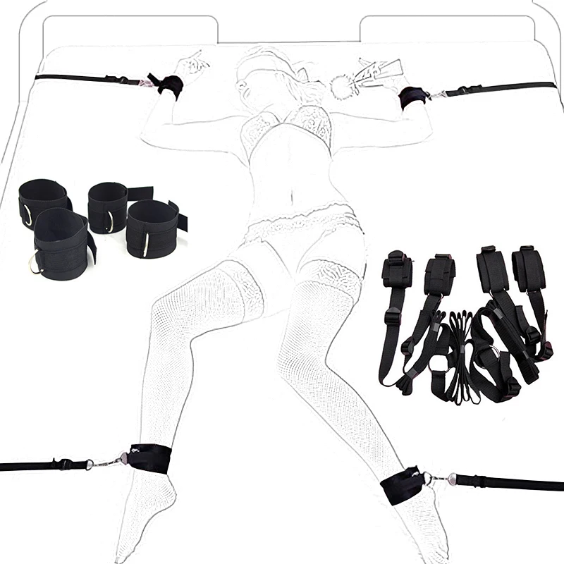 

Эротическая кровать Сдержанность Фетиш бандаж и наручники для БДСМ игры секс продукты лодыжки рук взрослых без вибратор секс-игрушки для ж...