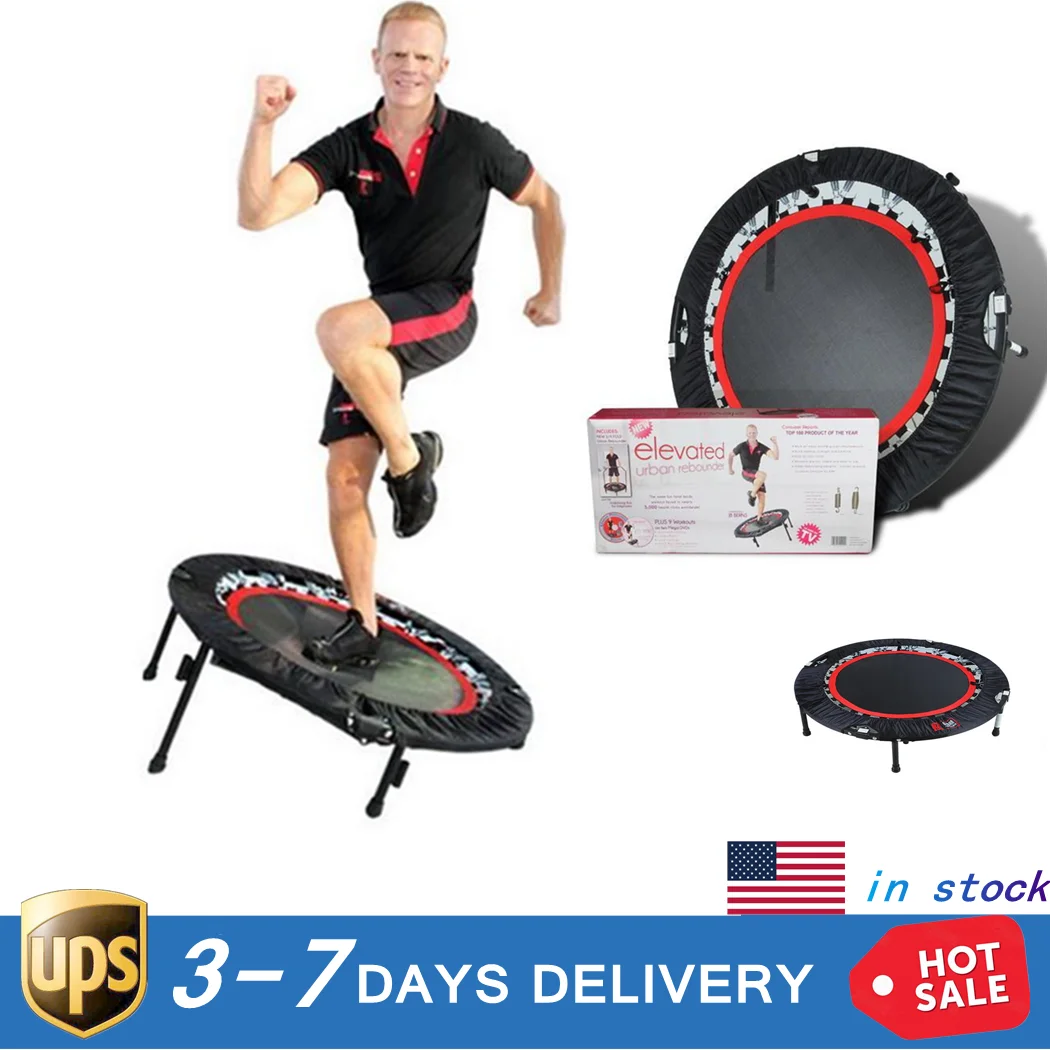 40 Inch Bevel Angled Trampoline With Handrail Round Portable Foldable Adjustable Trampolines Max 135KG Load Jumping Rebounder