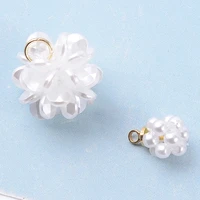 10 pcs flower ins style pearl petal ball alloy pendant diy necklace accessories earring bracelet handmade buttons