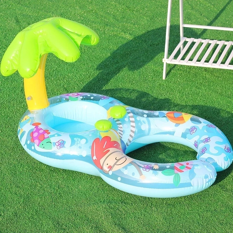 

Mother Baby Double Swimming Float Ring Kids Children Inflatable Swim Circle With Sunshade Float Seat Swimming Sunshade Rings Toy