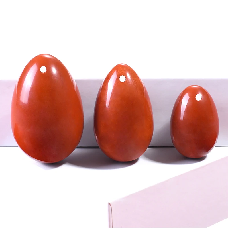 

Natural Drilled Red Jasper Yoni Egg Set Kegel Exercise Pelvic Muscle Tightening Reiki Vaginal Healing Women Massage Ben Wa Ball