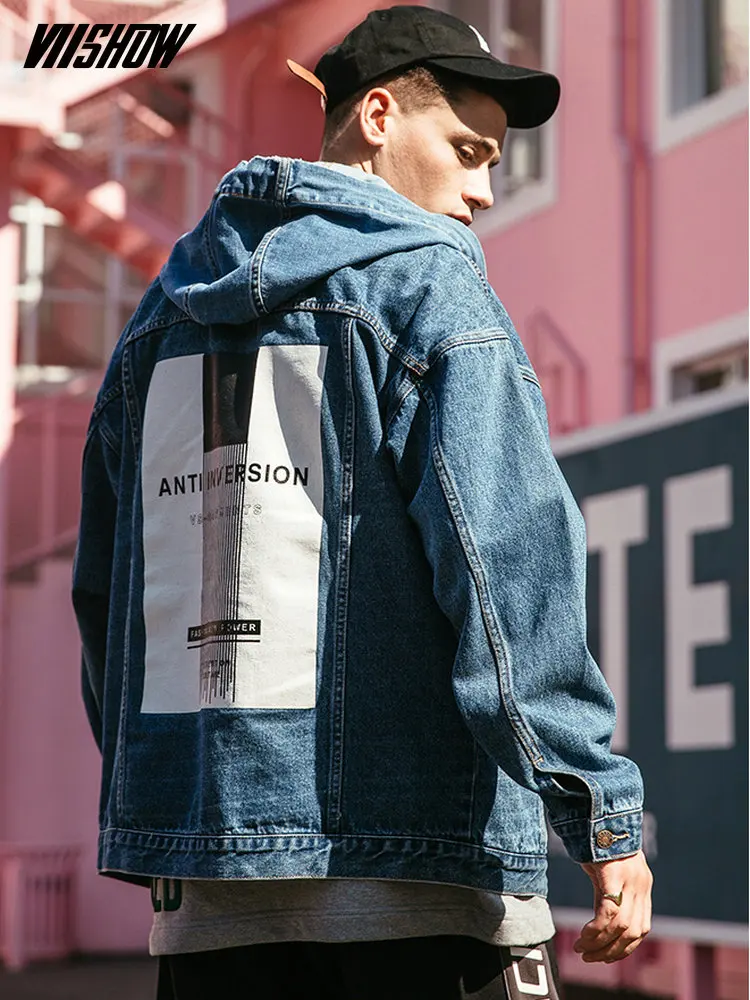 VIISHOW уличная одежда джинсовые мужские куртки Брендовые с принтом Chaqueta Hombre 2018 и