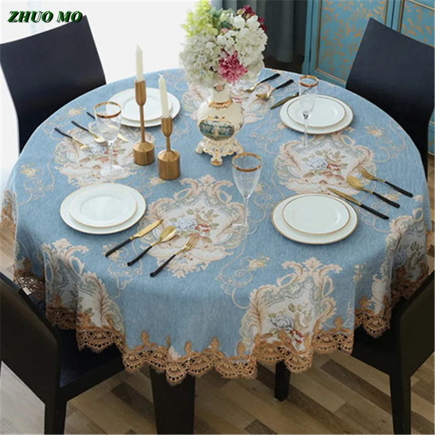 Роскошная круглая скатерть в европейском стиле с кружевным краем кухонные
