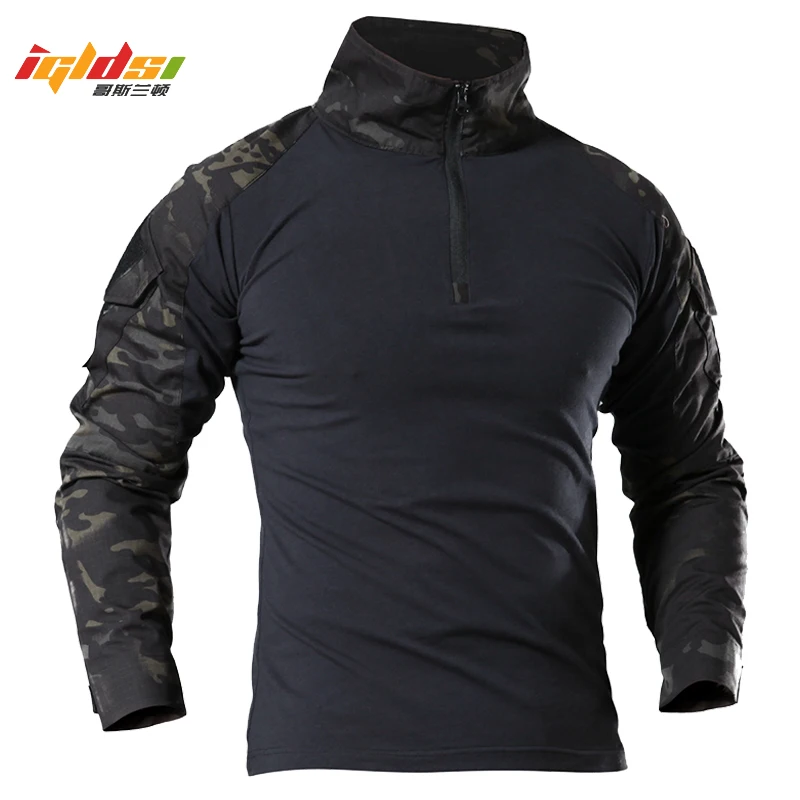 Мужская камуфляжная тактическая футболка армейская Боевая Военная с длинным