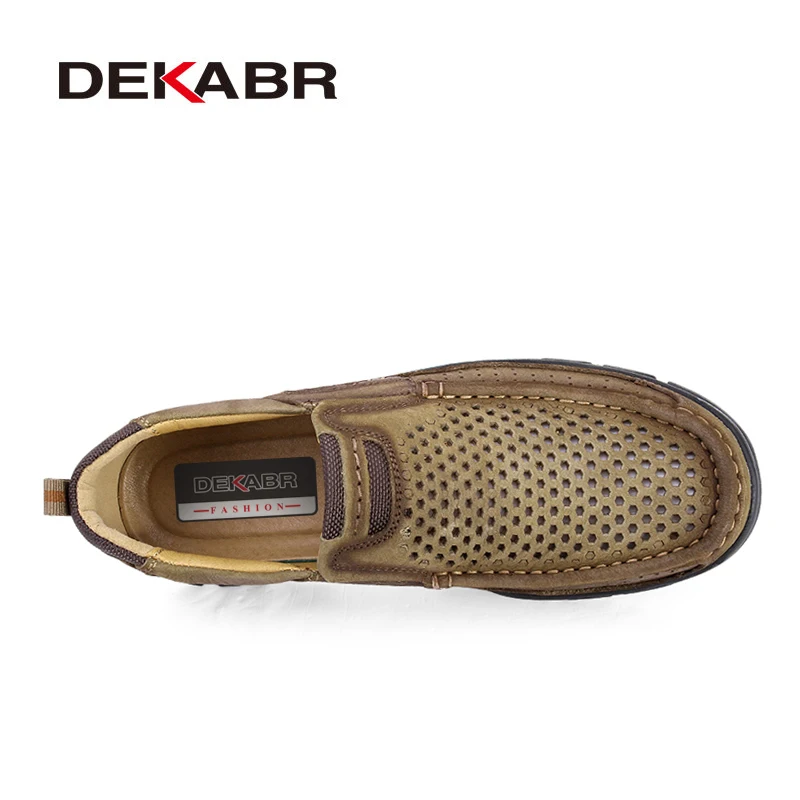 Мужские туфли на плоской подошве DEKABR коричневые воздухопроницаемые