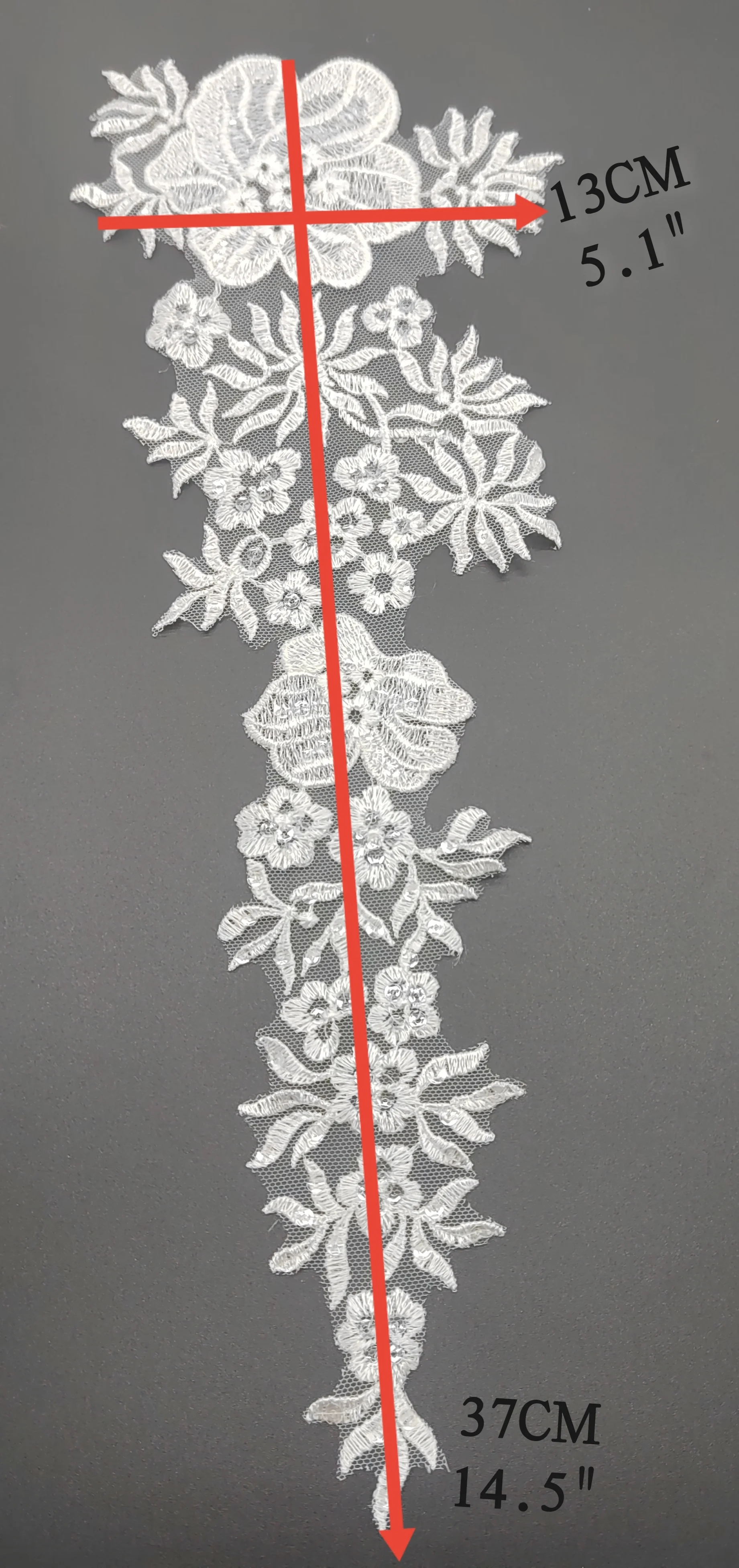 

White Wedding Gown Appliques Lace Fabric Flower Sequin Collar Mesh Embroidered Sew On Patches For Decoration Dress DIY