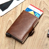zovyvol rfid card holder wallet men double layer credit card box carbon fiber pu leather smart wallet minimalist wallet gift