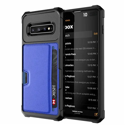 Синий Для samsung Galaxy Note 10 S10 Plus S10E кожаный+ Силиконовый противоударный магнитный автомобильный чехол с подставкой и отделением для карт для samsung S 10 E Plus - Цвет: Синий