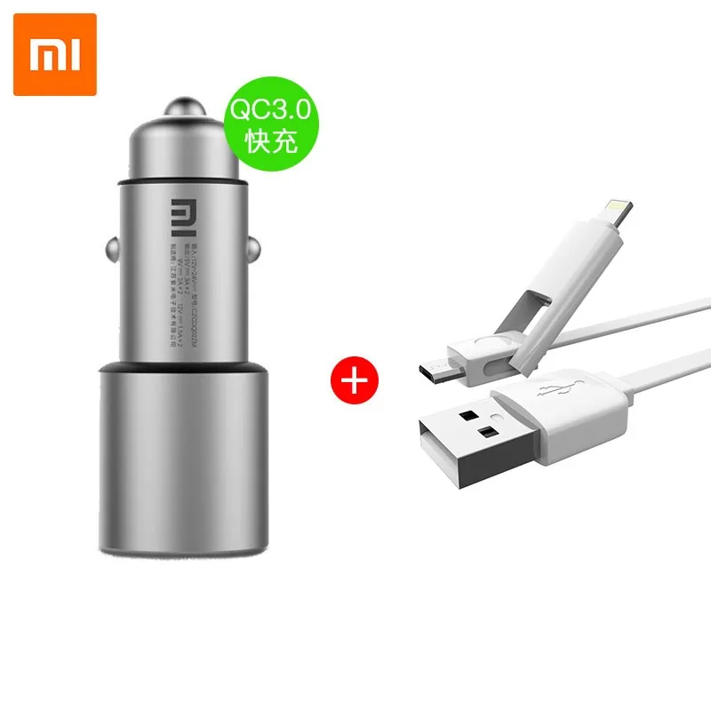 Оригинальное автомобильное зарядное устройство Xiaomi Xiao mi QC3.0 X2 с двумя USB портами