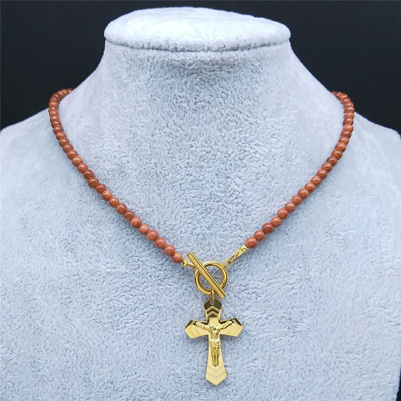 

Sandstone Stainless Steel Small Cross Chain Necklaces for Women/Men Gold Color Necklace Charms Jewelry accesorios mujer N6010S04