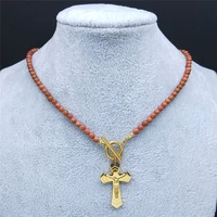 sandstone stainless steel small cross chain necklaces for womenmen gold color necklace charms jewelry accesorios mujer n6010s04