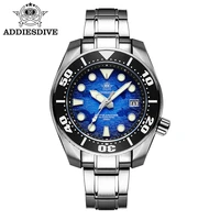 addies dive new men watch 200m diving black ceramic bezel blue dial super luminous watch sapphire 316l stainless steel watches