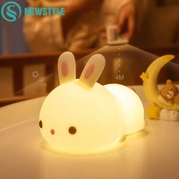 rechargeable colorful touch sensor rabbit led night light remote control usb cartoon silicone bunny lamp for children kids baby