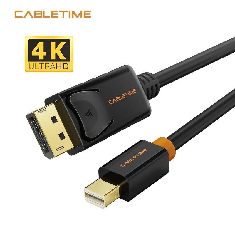 Кабель Cabletime Thunderbolt Mini Display Port для порта дисплея черный 4K 60 Гц DisplayPort Macbook Surface Pro