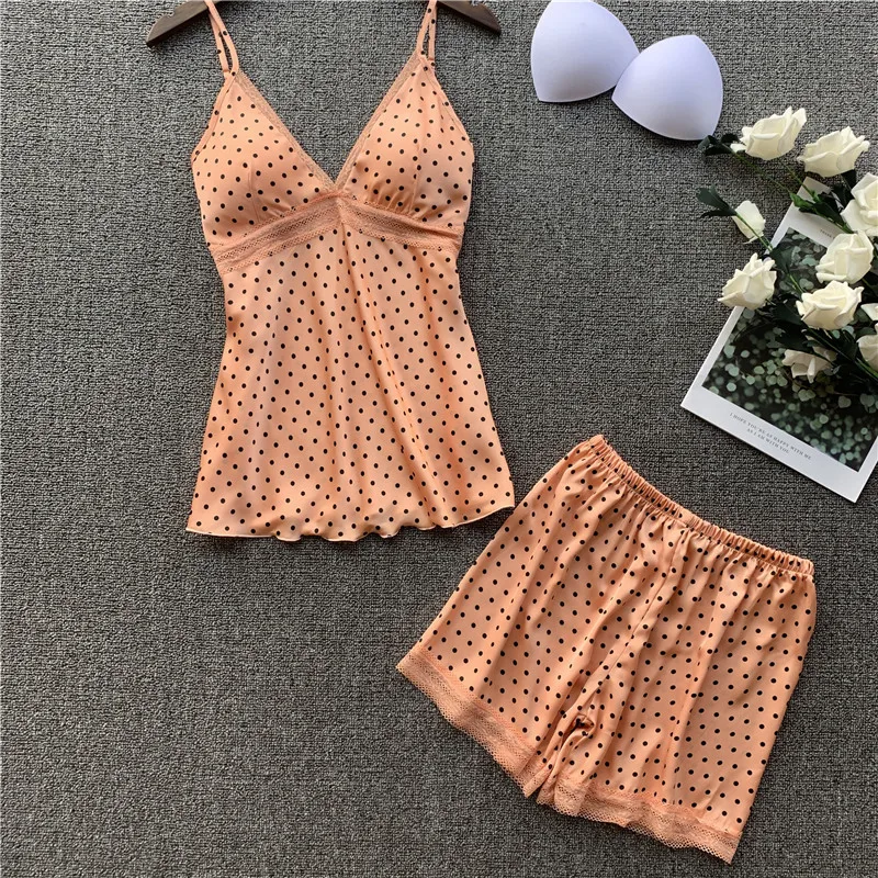 Женские пижамные комплекты с шортами Сексуальная атласная летняя Пижама