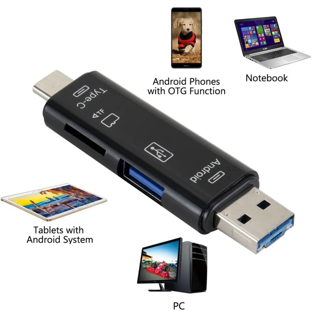 LccKaa Type C и Micro USB 5 в 1 OTG кардридер флэш накопитель высокоскоростной Универсальная TF