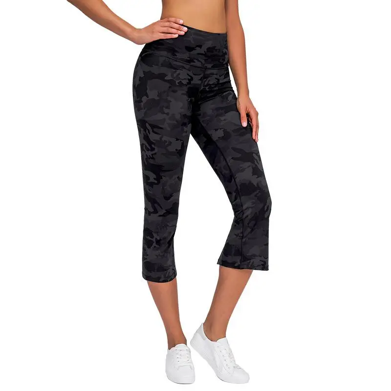

New high-waist hip-lifting sports fitness cropped pants women's nude stretch slim yoga pants